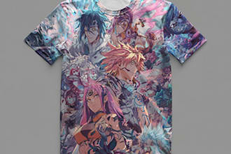 create a custom anime illustrated t shirt design