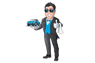 design shine butler mascot illustration logo