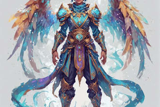 paint a character illustration in a fantasy world