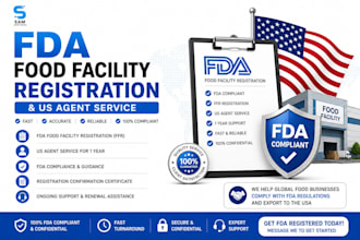 do fda food facility registration, and provide US agent service