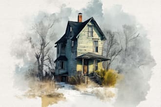 paint watercolor house portrait