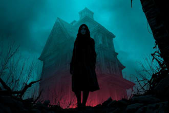 make a horror style illustration, artwork, cover