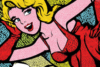 draw a retro pop art roy lichtenstein style
