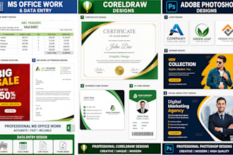 excel word photoshop data entry coreldraw logo and card VIP