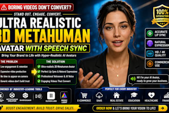 create ultra realistic 3d metahuman avatar with speech sync for your business