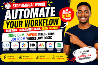 setup zoho CRM, zapier integration, jotform automation and workflows