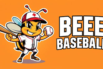 design high quality bee baseball mascot logo just in 12 hours