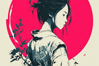 make a japanese t shirt illustration