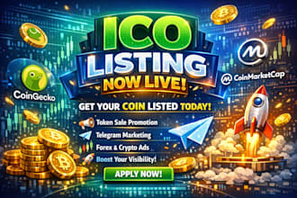 ico listing coingecko coinmarketcap coin listing telegram forex promotion tg ads