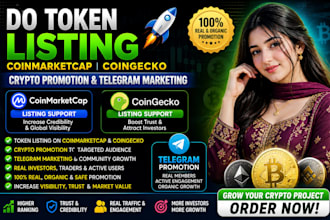 do token listing, coinmarketcap coingecko listing crypto promotion and telegram