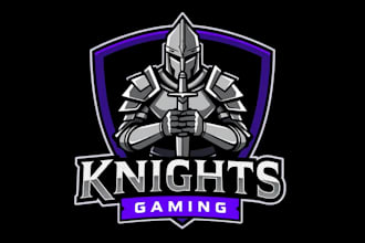 design high quality knights warrior sword mascot logo in very short time