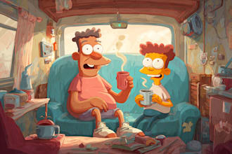 draw cartoon style illustration