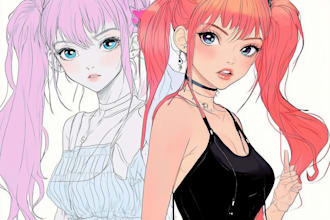 design stylized anime character art for stories