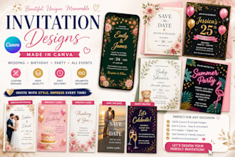design digital wedding invitation birthday card greeting card and party invites