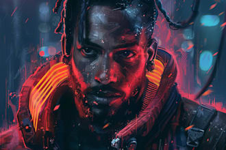 make portrait illustration with cyberpunk anime style