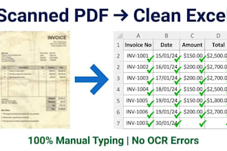 convert scanned PDF invoice to excel manually