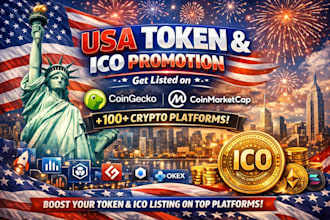 usa promote token and ico listing on coingecko,coinmarketcap and 100 platforms