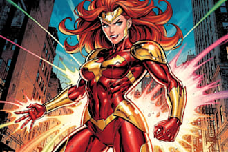 create an amazing superhero or fantasy comic illustration