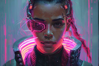 draw scifi or cyberpunk character portrait art