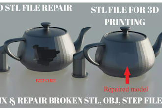 create, fix, modify, repair stl file, cad, mesh fixing, 3d model for 3d printing