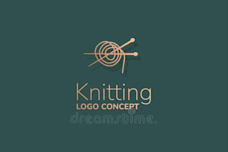 design boutique, handmade, crochet knitting, needles, sewing, and craft logo