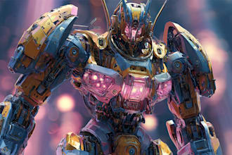 draw amazing character mecha robot illustration