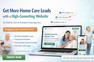 home care website, elderly care website, assisted living website, home care logo