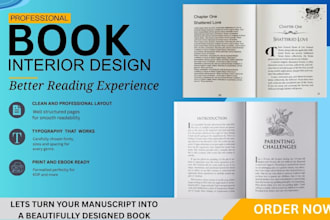 book interior design, interior book design, chapter styling, book layout design