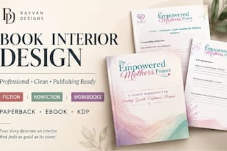 book interior design layout design for paperback and ebook