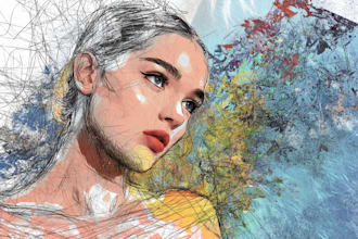 draw a fashion illustration, portrait, sketch