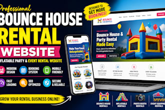 bounce house rental website, inflatable party event rentals photo booth website