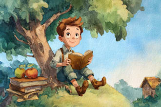 whimsical children story book illustration watercolor