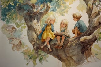 illustrate children book illustration and watercolor