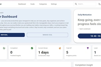 build a professional goal tracker dashboard using react