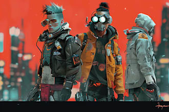 illustrate you as a cyberpunk style character