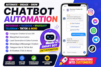 build auto reply chatbot for instagram, facebook, adn whatsaap many chat