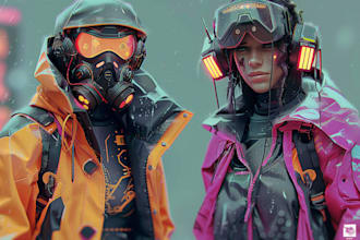 design anime character, cyberpunk character art