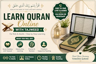 teach quran with tajweed and islamic studies