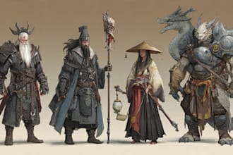draw concept art and illustration of characters and monsters