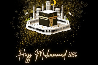 design custom hajj umrah mubarak poster with your name