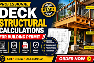 provide deck structural calculations and beam design for permit