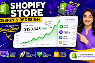 design redesign high converting shopify dropshipping store or shopfiy website