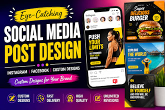 create custom social media post designs for instagram and facebook