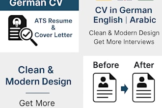 create a professional german CV and cover letter for jobs