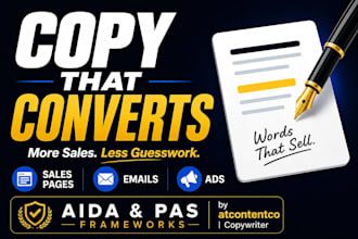 write high converting sales page copy, email sequences, and ad copy that sells