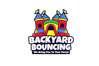 design elegant slide logo for bounce house backyard bouncing