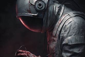 do a sci fi horror and fantasy scene concept art illustrations