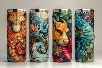 design eye catching 20oz, 30oz 40oz skinny tumbler, mug and cup wrap design