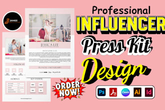 design professional influencer media kit press kit epk one sheet with clickable