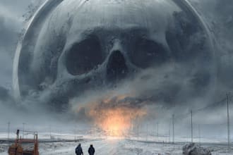 do a sci fi horror and fantasy scene concept art illustrations